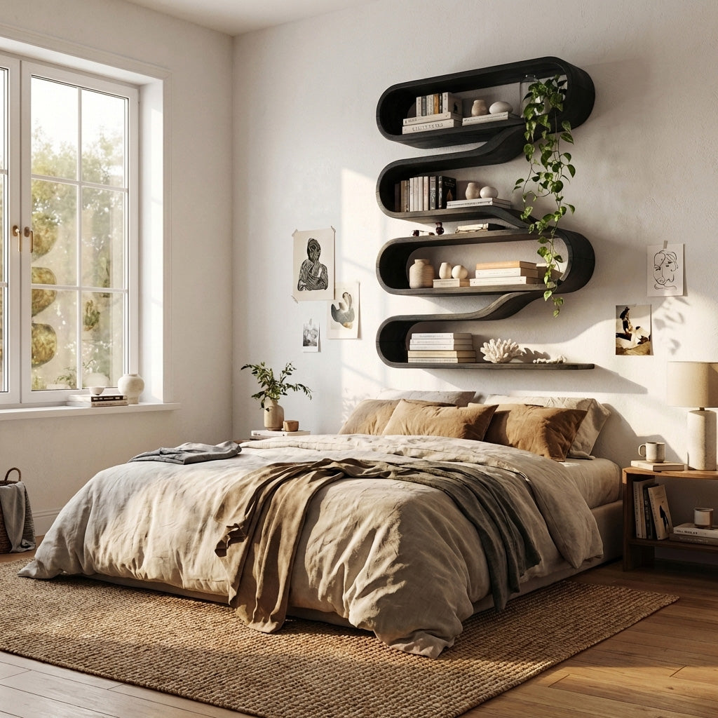 Contemporary Natural Wood Wall Mounted Shelf For Interior Decor