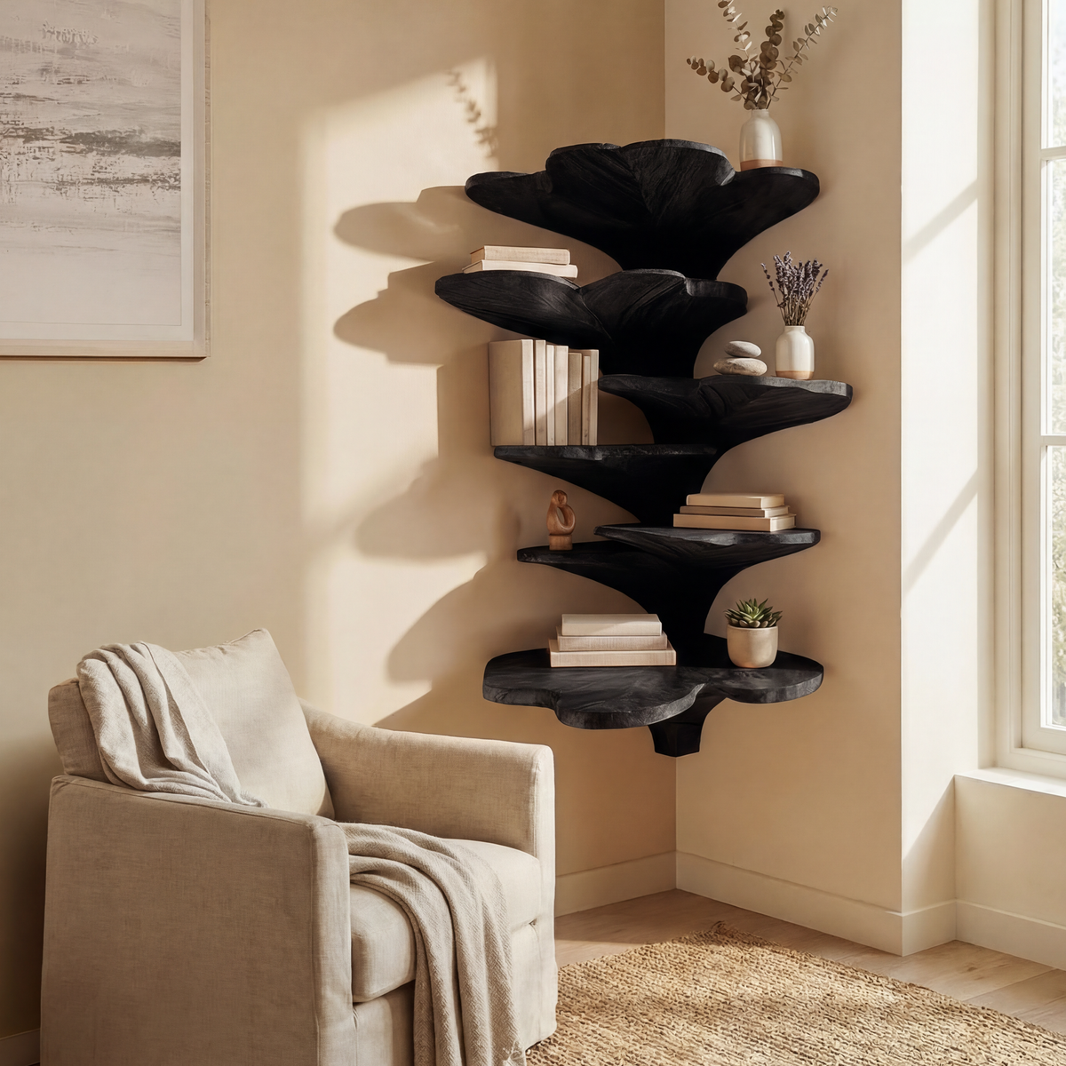 Boho Leaf Shape Corner Shelf Nursery Wall Decor Display