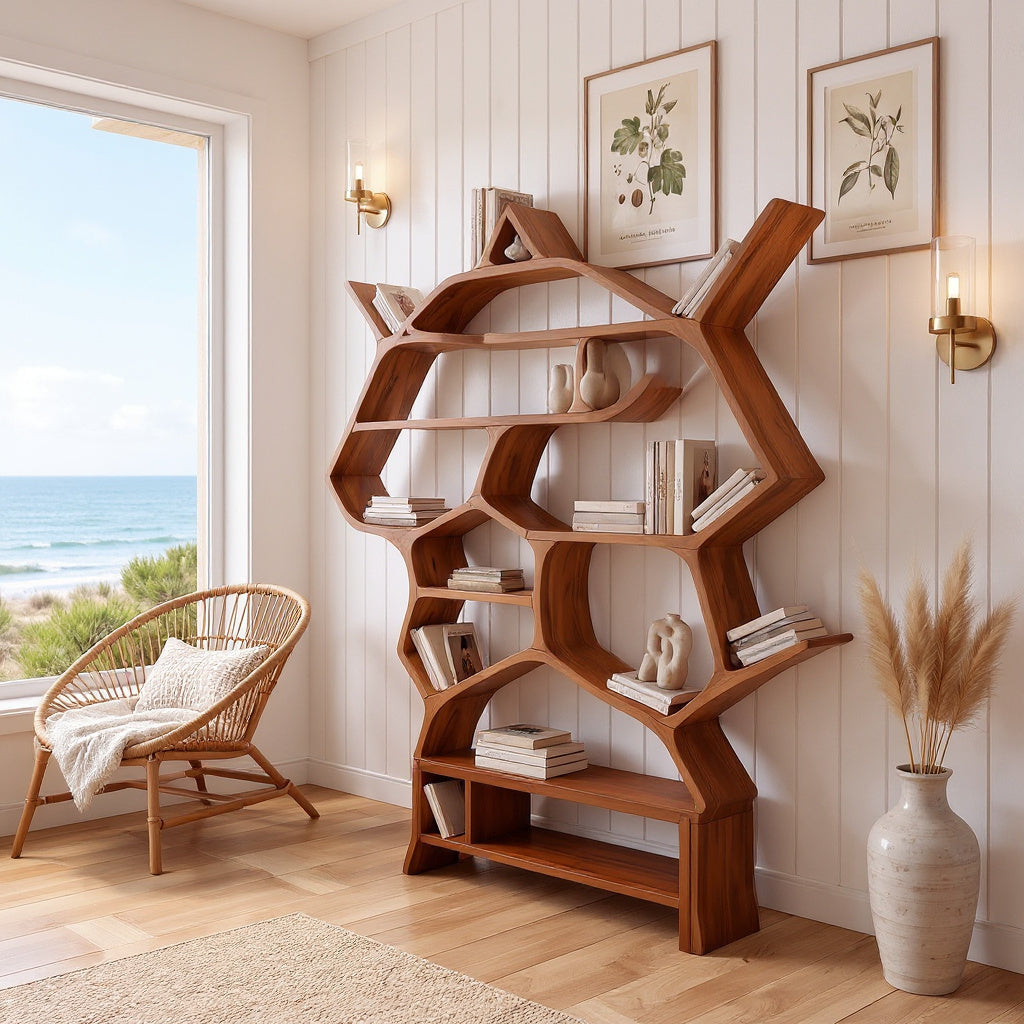 Boho Tree Branch Wall Mounted Bookshelf for Entryway