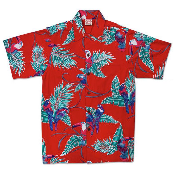 Tropical Birds (Red) Hawaiian Shirts