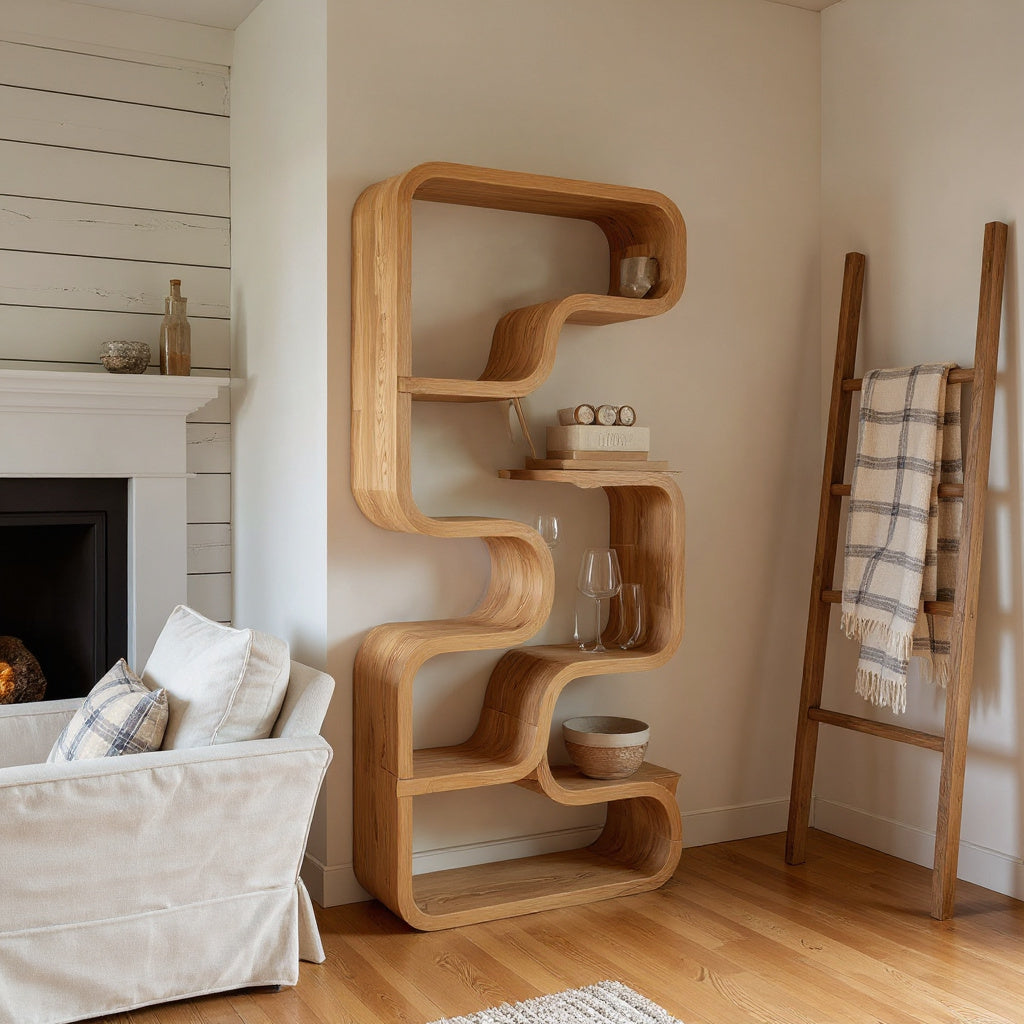Christmas Handmade Curved Shelf Bar For Dining Room