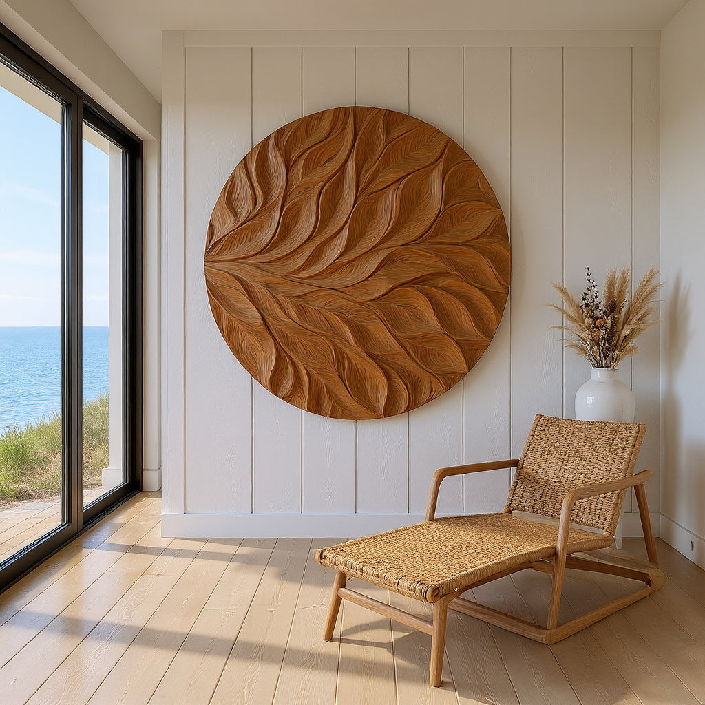 Coastal Wall Art With Flowing Leaf Design For Hallway