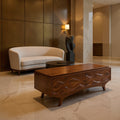 Coastal Wave Carved Storage Bench For Entryway