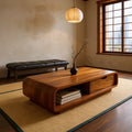 Coffee Table With Drawer Curved Silhouette For Contemporary Interior