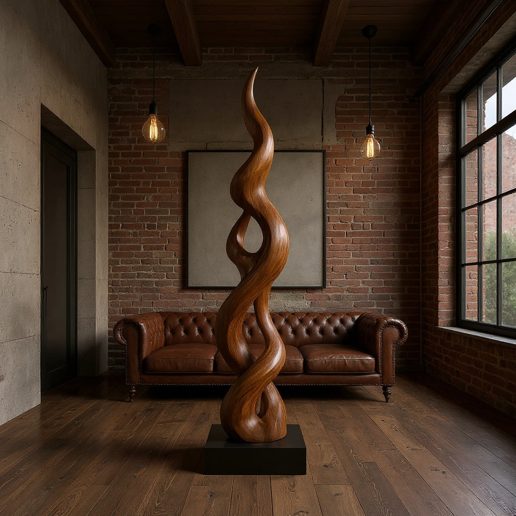 Contemporary Abstract Wood Sculpture For Modern Entryway Home Decor
