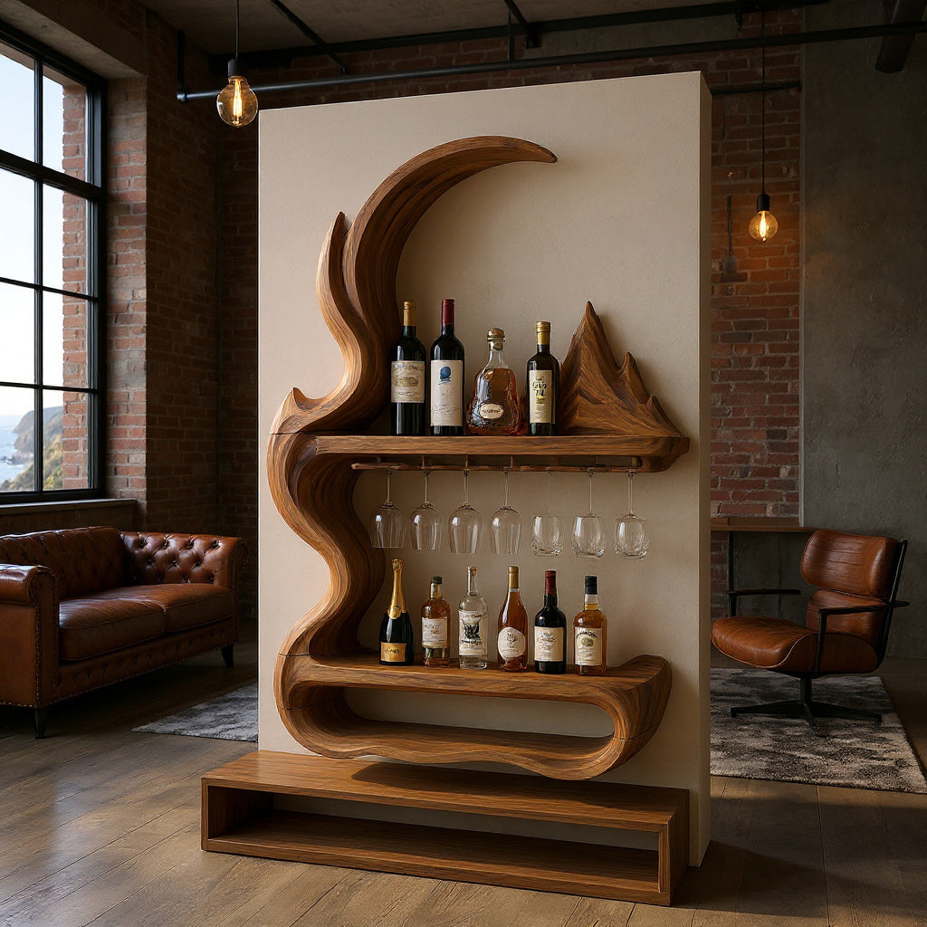 Contemporary Artistic Wine Rack For Open Interior