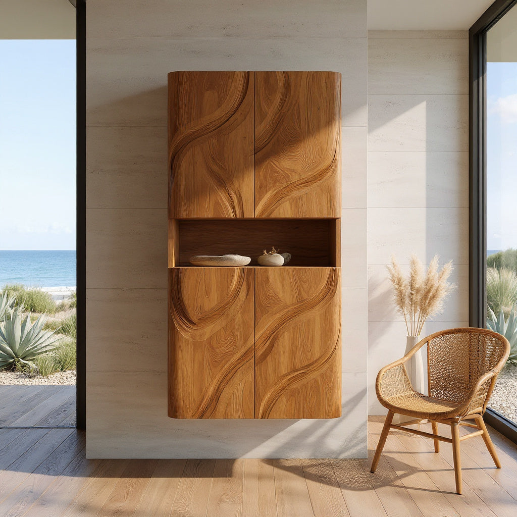 Contemporary Bathroom Cabinet Waves Design For Bathroom