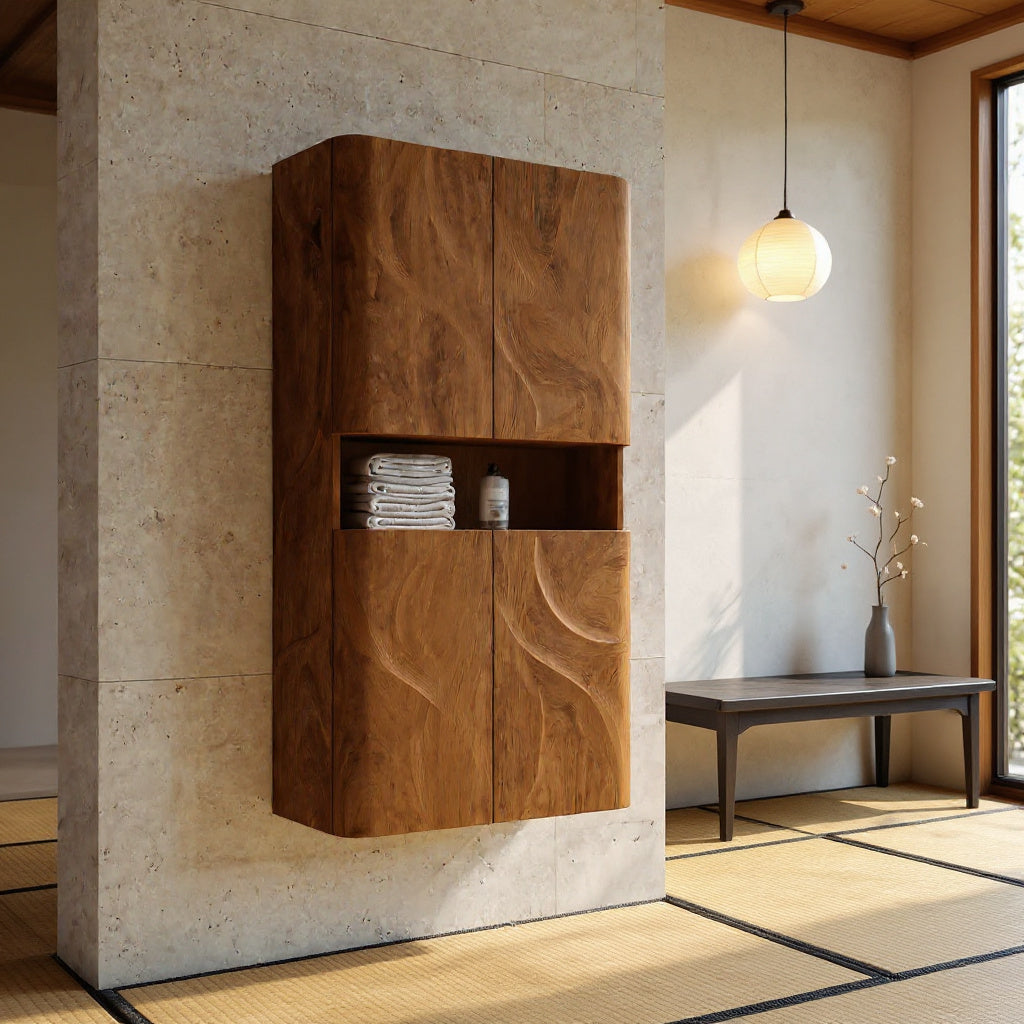 Contemporary Bathroom Cabinet With Door Waves For Bathroom