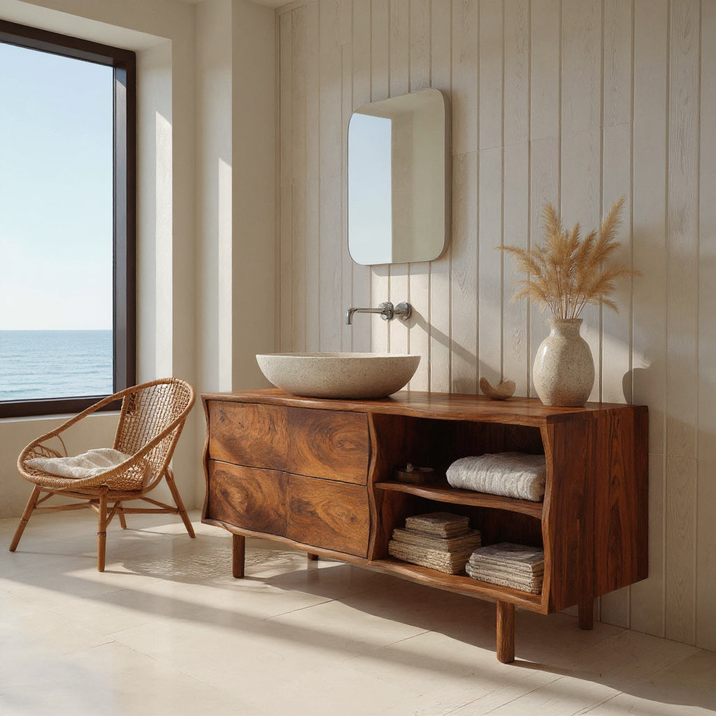 Contemporary Bathroom Vanity Sculpted Waves Front For Bathroom