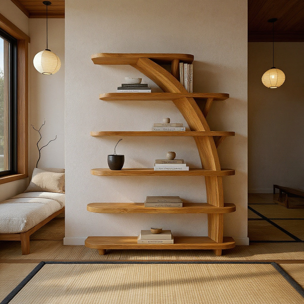 Contemporary Bookshelf Curved Tree For Luxury Home Office