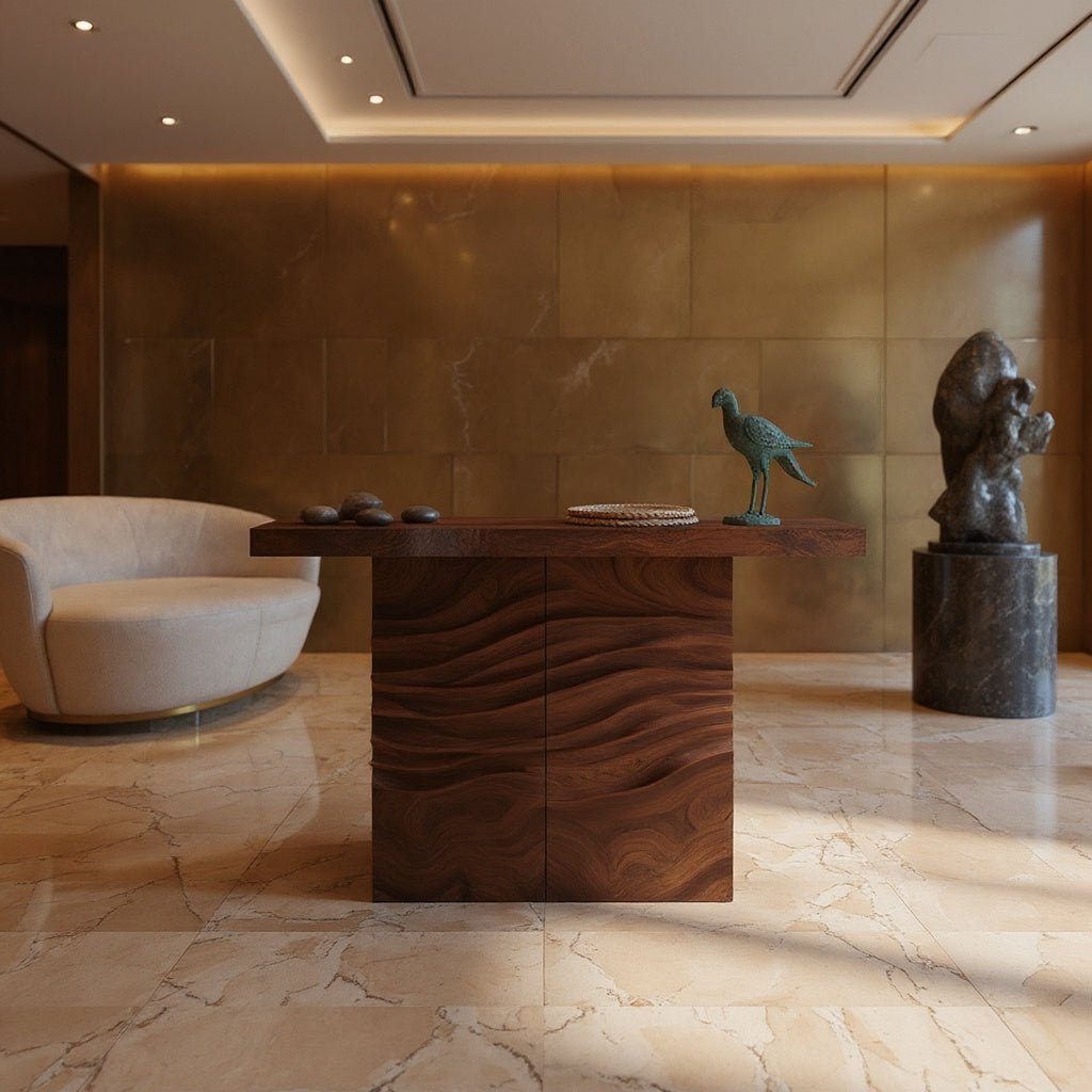 Contemporary Carved Entry Table For Modern Living Space