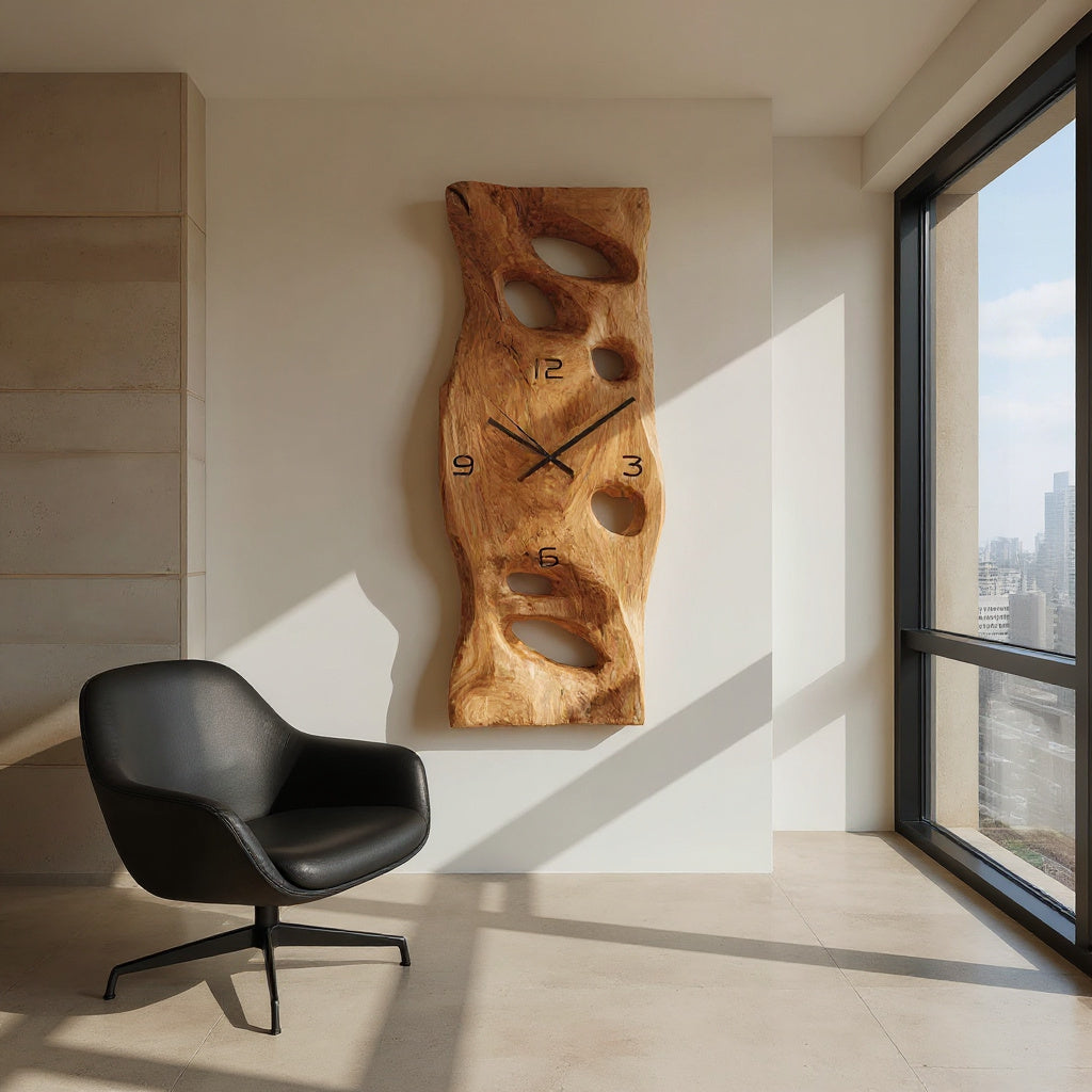 Contemporary Carved Wall Clock For Living Room