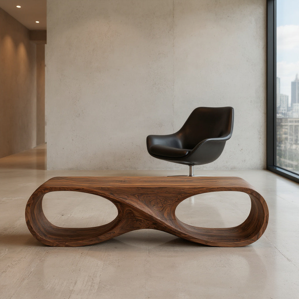 Contemporary Coffee Table With Infinity Loop For Modern Living Room