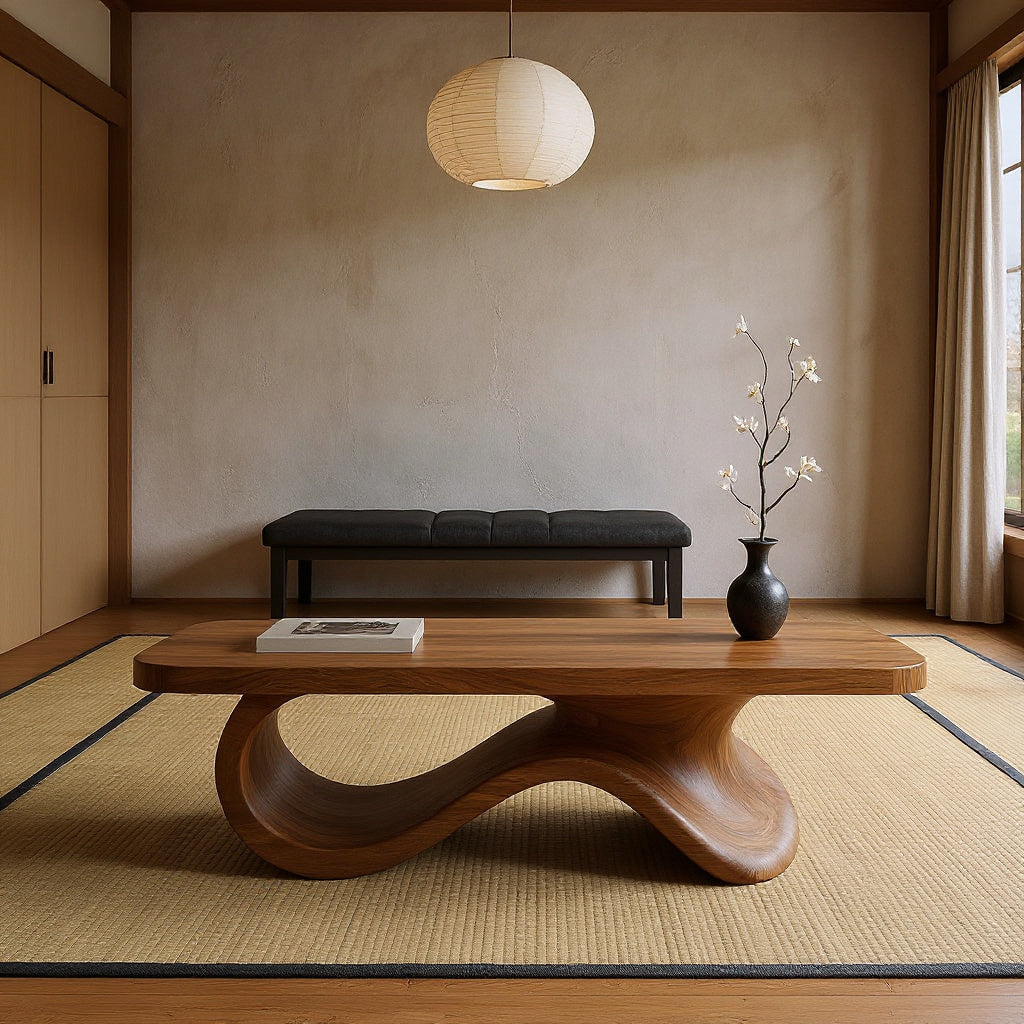 Contemporary Coffee Table With Sculptural Base For Living Room