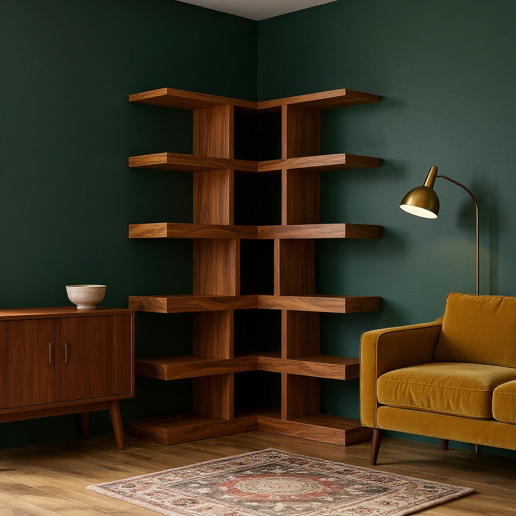Contemporary Corner Bookcase For Modern Living Room
