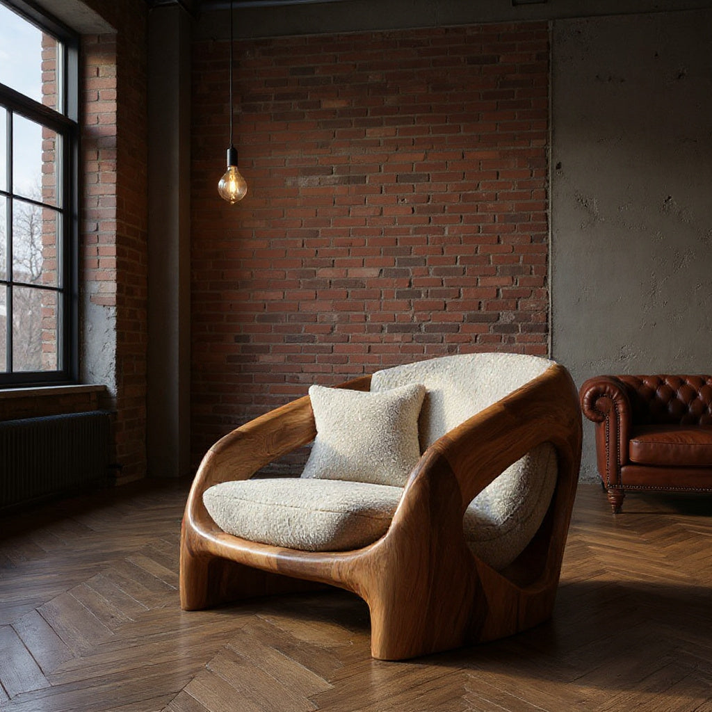 Contemporary Curved Armchair For Modern Living Room