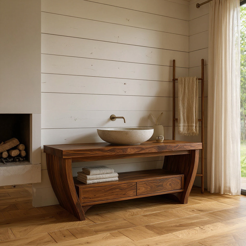 Contemporary Curved Leg Bathroom Vanity For Master Bathroom