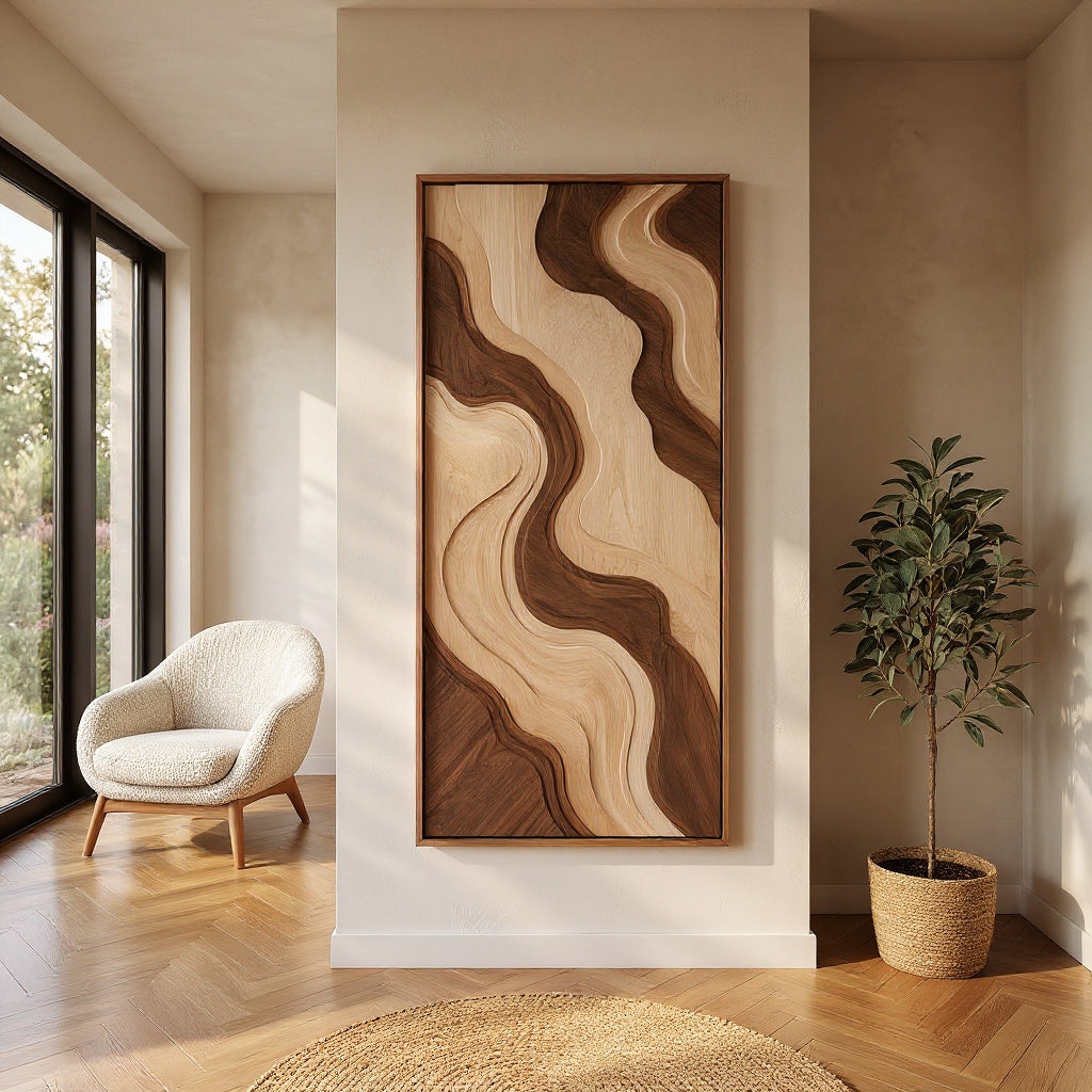 Contemporary Curved Line Wall Art For Lounge Area