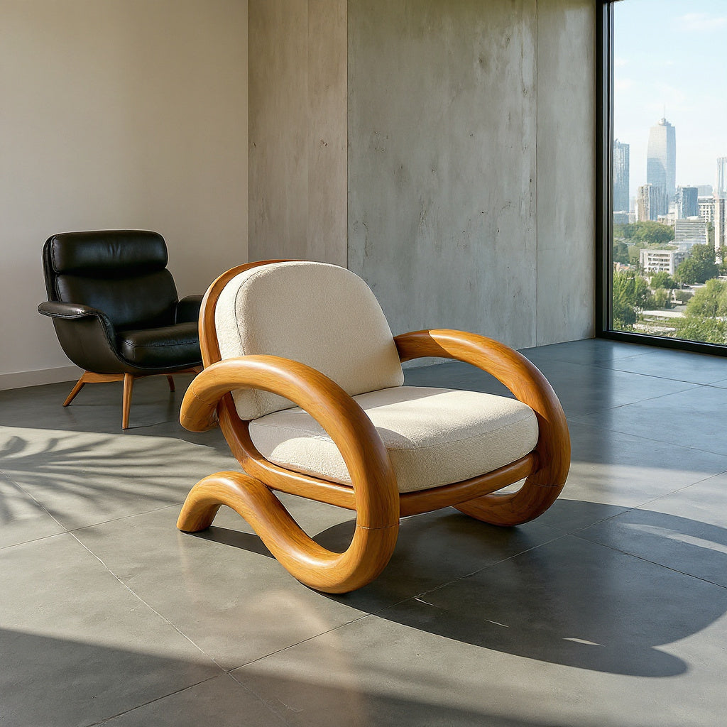Contemporary Curved Lounge Chair Modern Villa Interior
