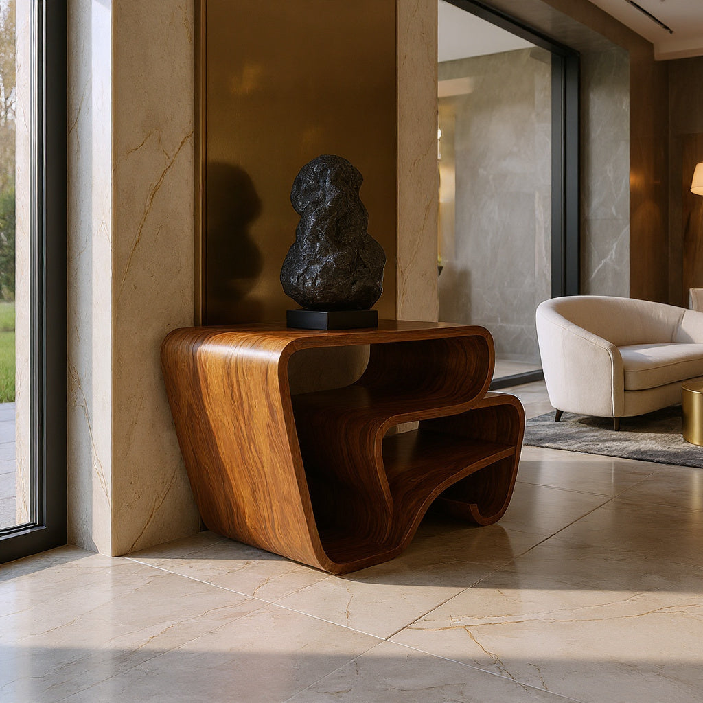 Contemporary Curved Vinyl Record Cabinet Lake House