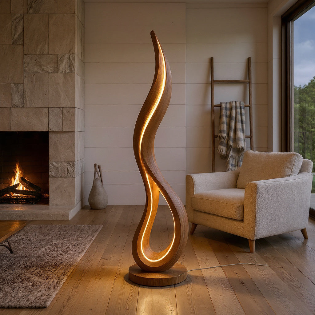 Contemporary Dancing Flame Floor Lamp For Living Room