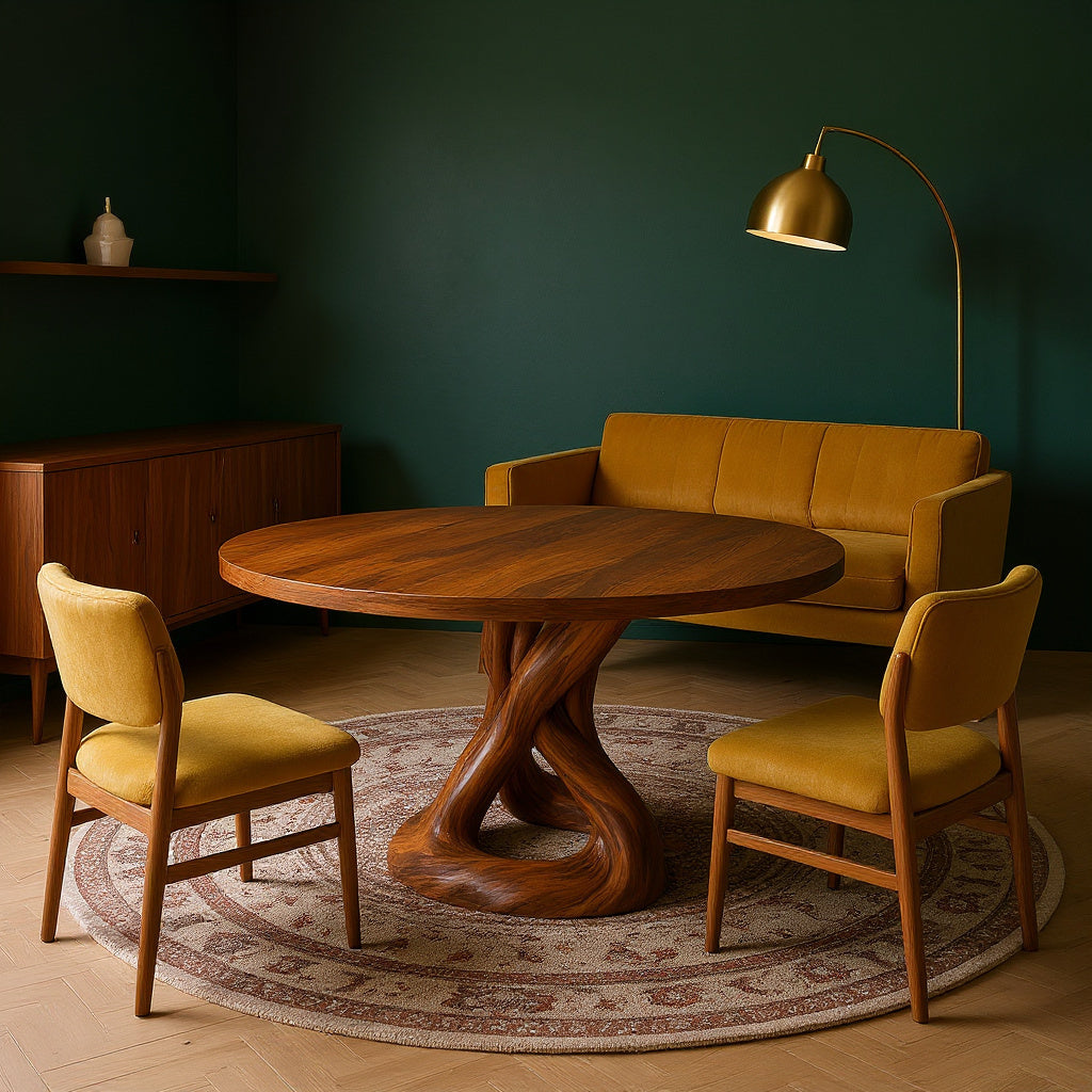 Contemporary Dining Table Organic Spiral Base For Modern Kitchen