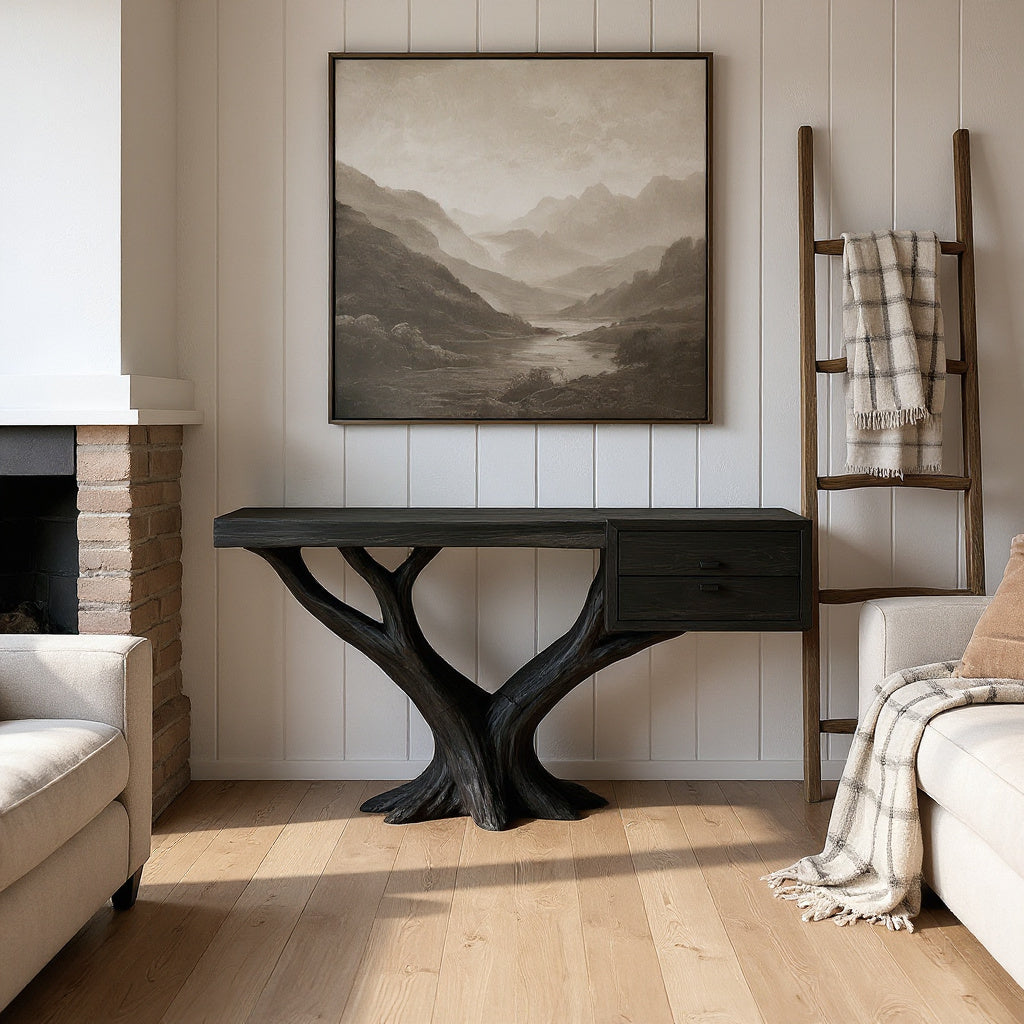 Contemporary Floating Tree Console Table Modern Hallway