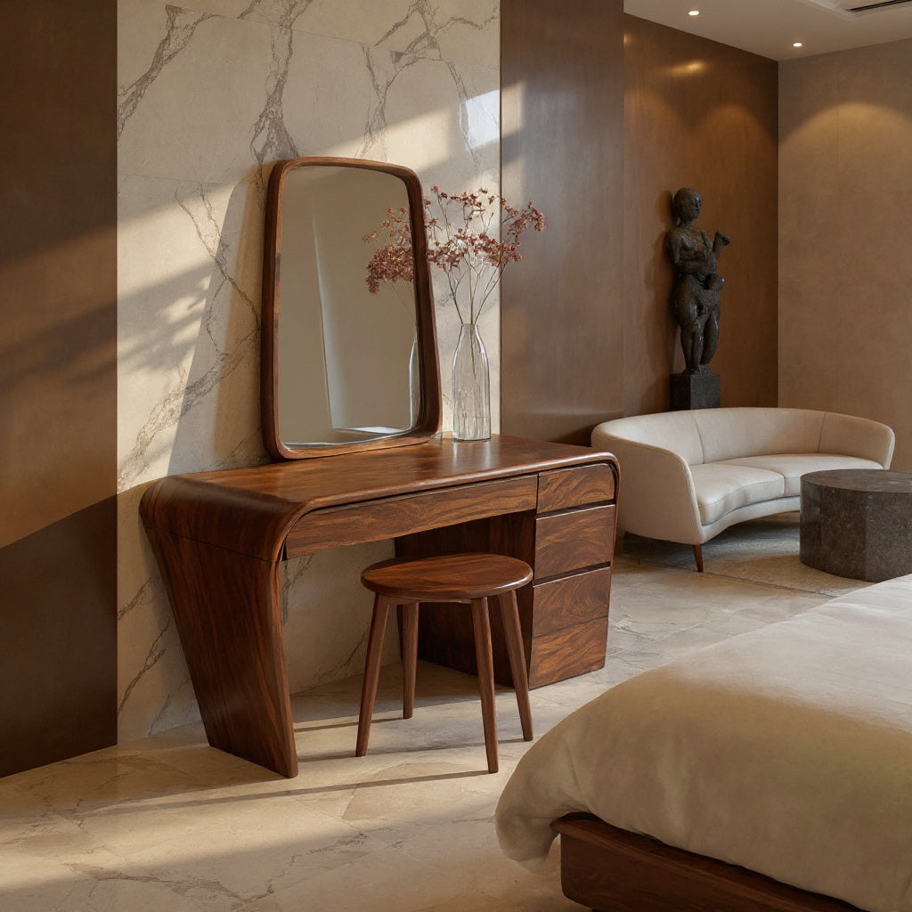 Contemporary Handmade Vanity Table With Drawers For Bedroom