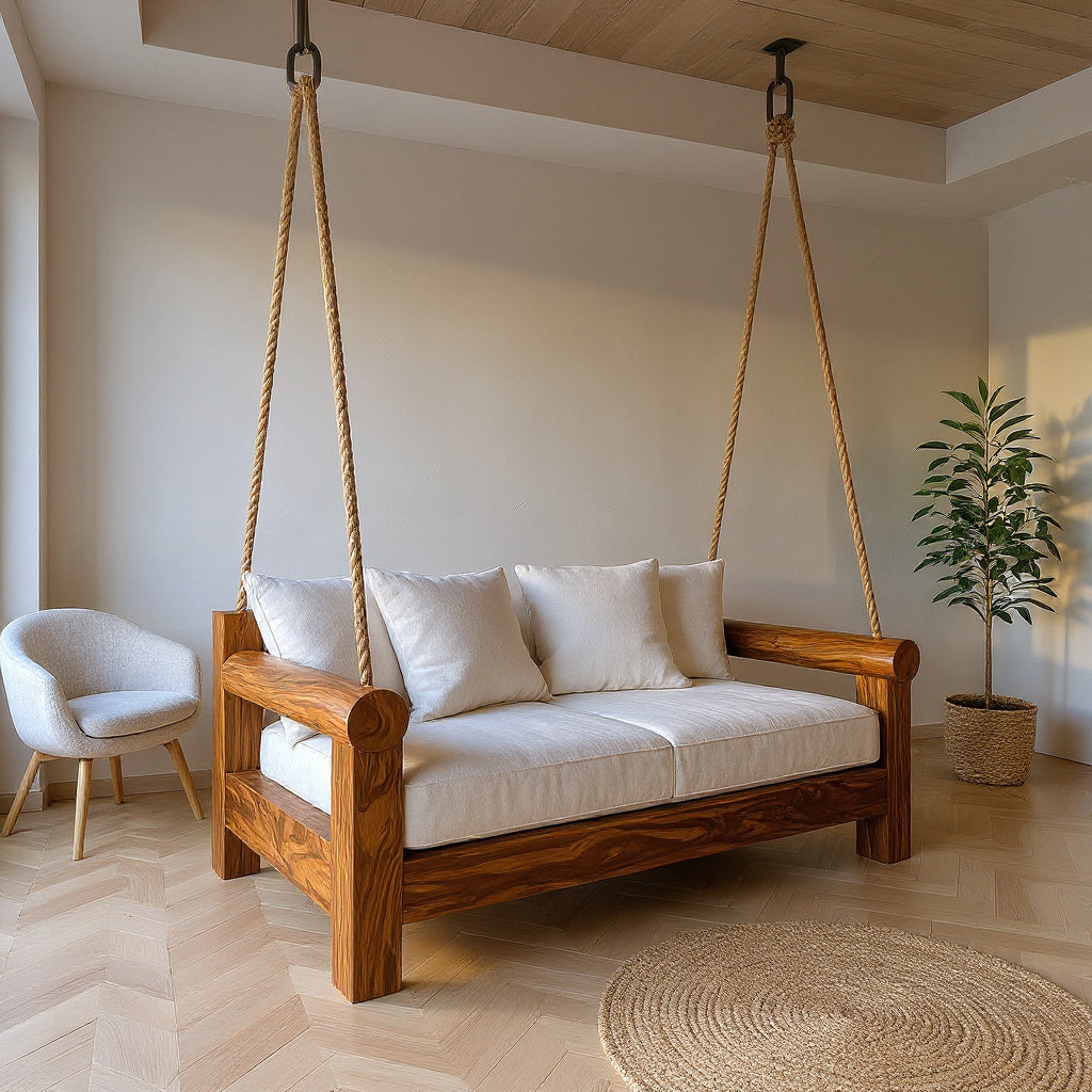 Contemporary Hanging Sofa Swing City View Luxury Apartment