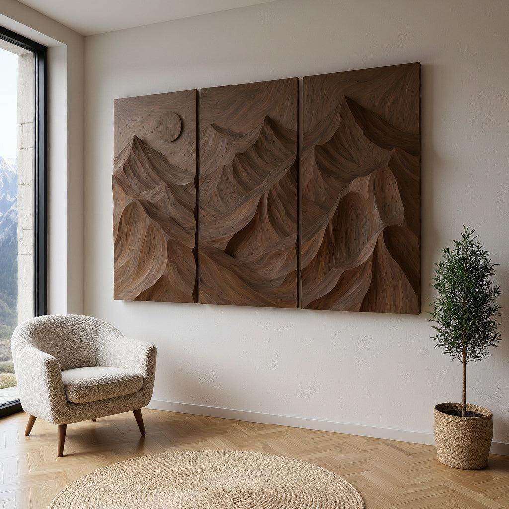 Contemporary Mountain Panel Wall Art For Modern Interior