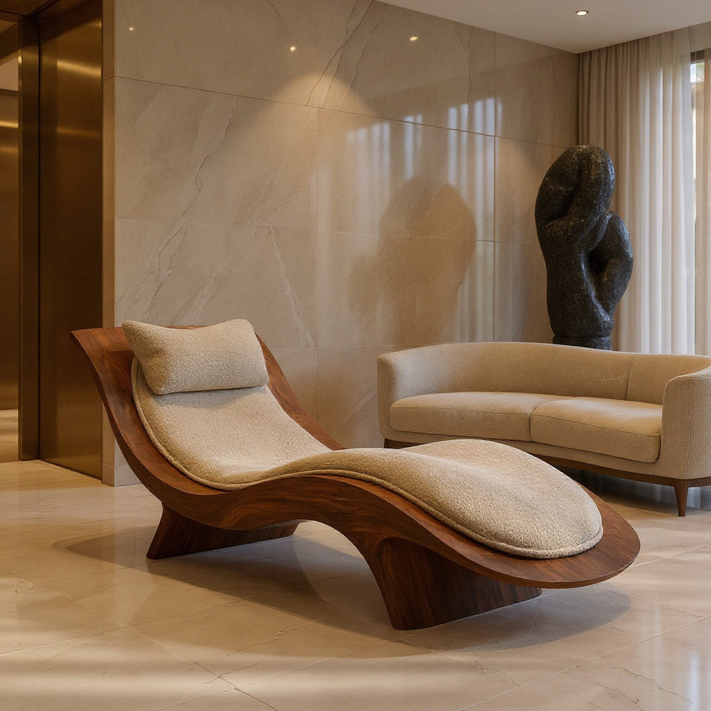 Contemporary Natural Wood Lounge Chair For Living Room