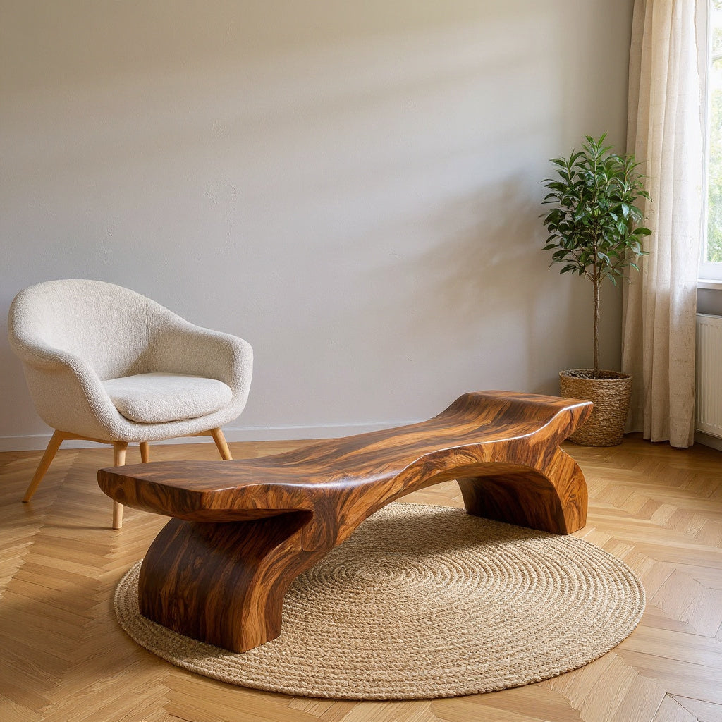 Contemporary Natural Wood Outdoor Bench For Modern Backyard Space