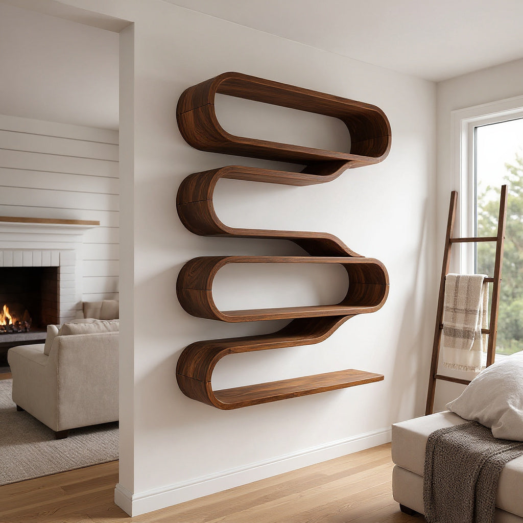 Contemporary Natural Wood Wall Mounted Shelf For Interior Decor