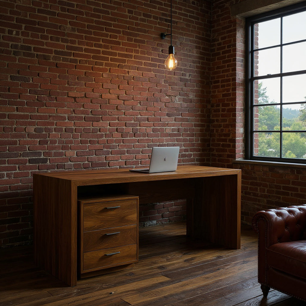 Contemporary Office Desk With Storage Drawers For Home Office