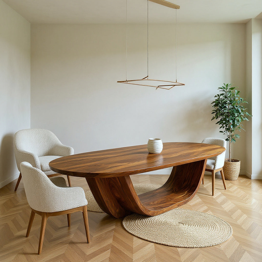 Contemporary Open Base Oval Dining Table For Dining Room