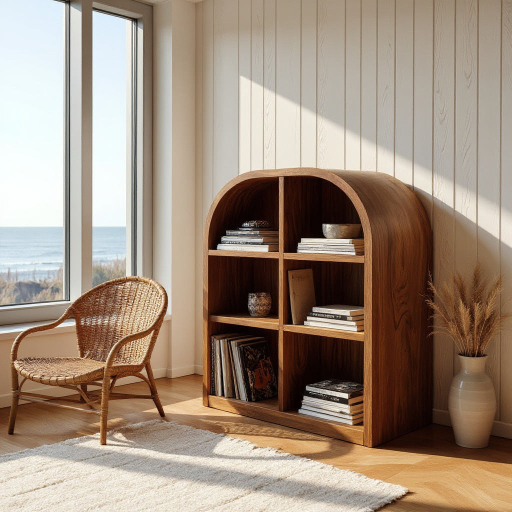 Contemporary Open Wooden Magazine Rack With For Living Room