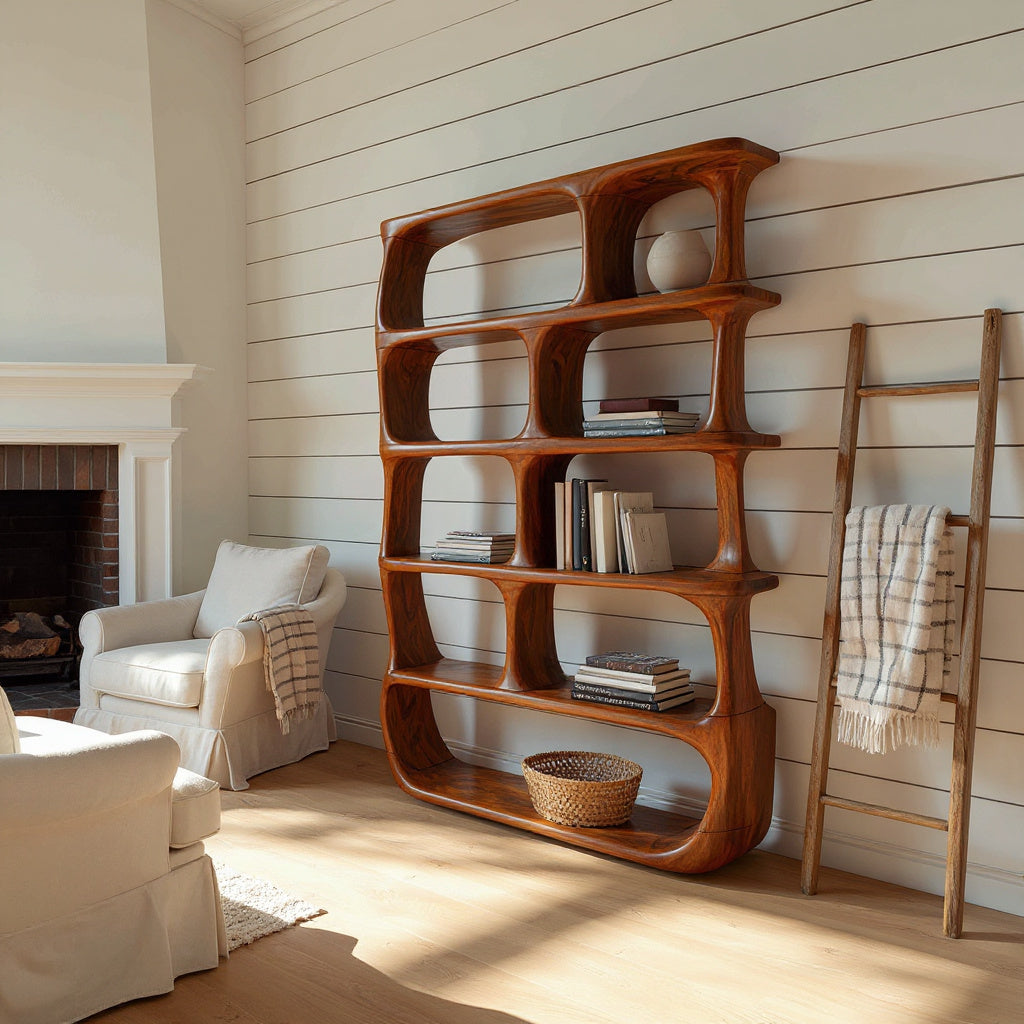 Contemporary Organic Bookshelf Living Room Display