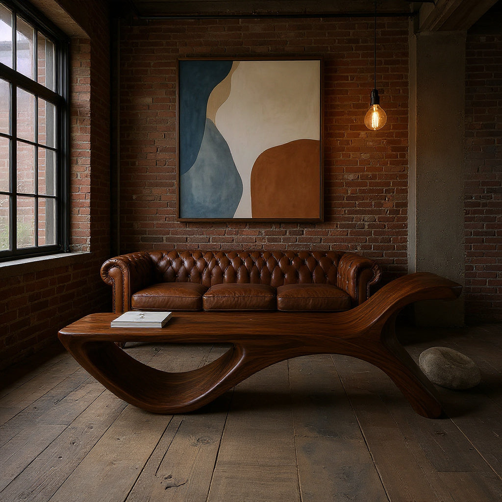 Contemporary Organic Natural Wood Bench For Hallway