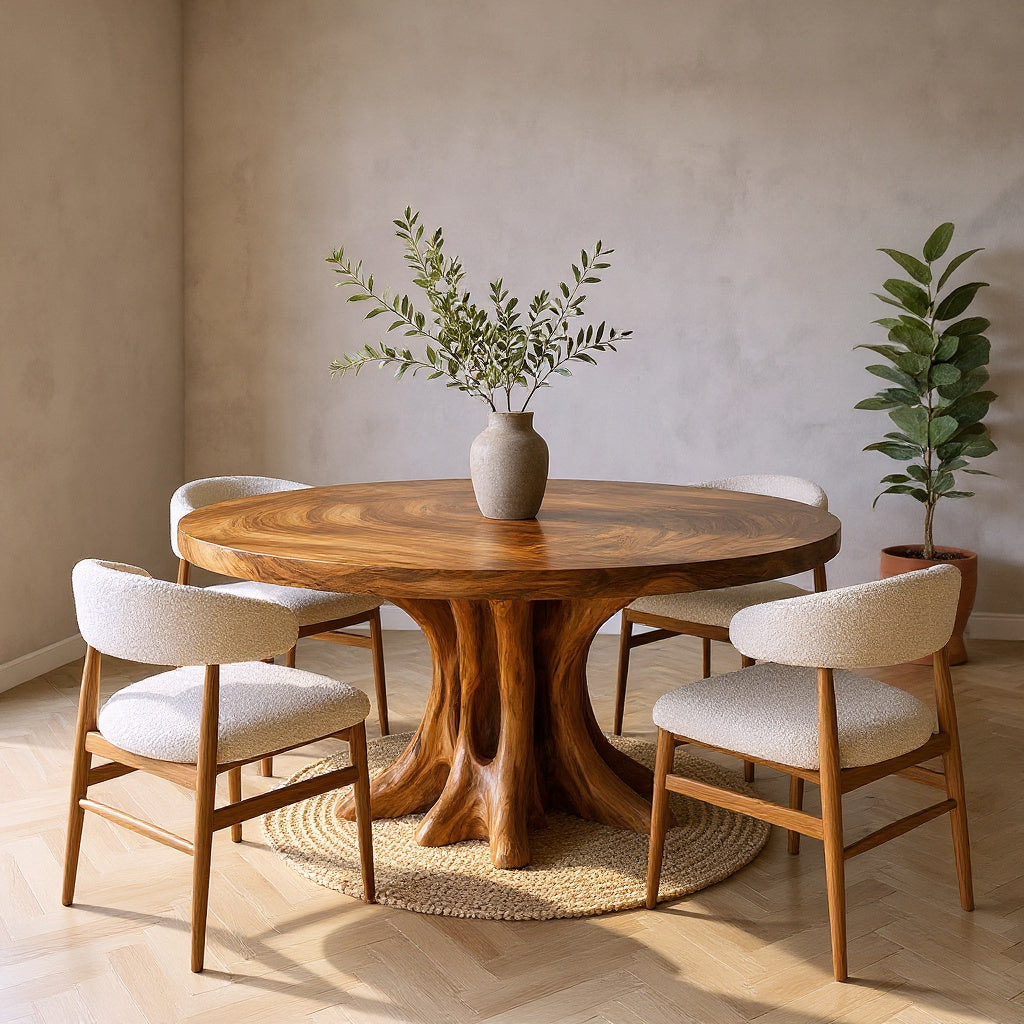 Contemporary Round Dining Table Inspired Tree Pedestal For Luxury