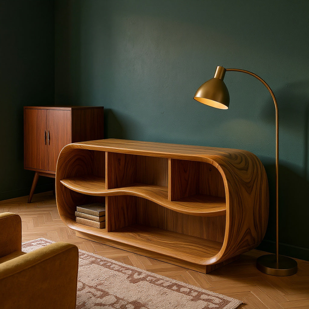 Contemporary Rounded TV Console For Open Living Space