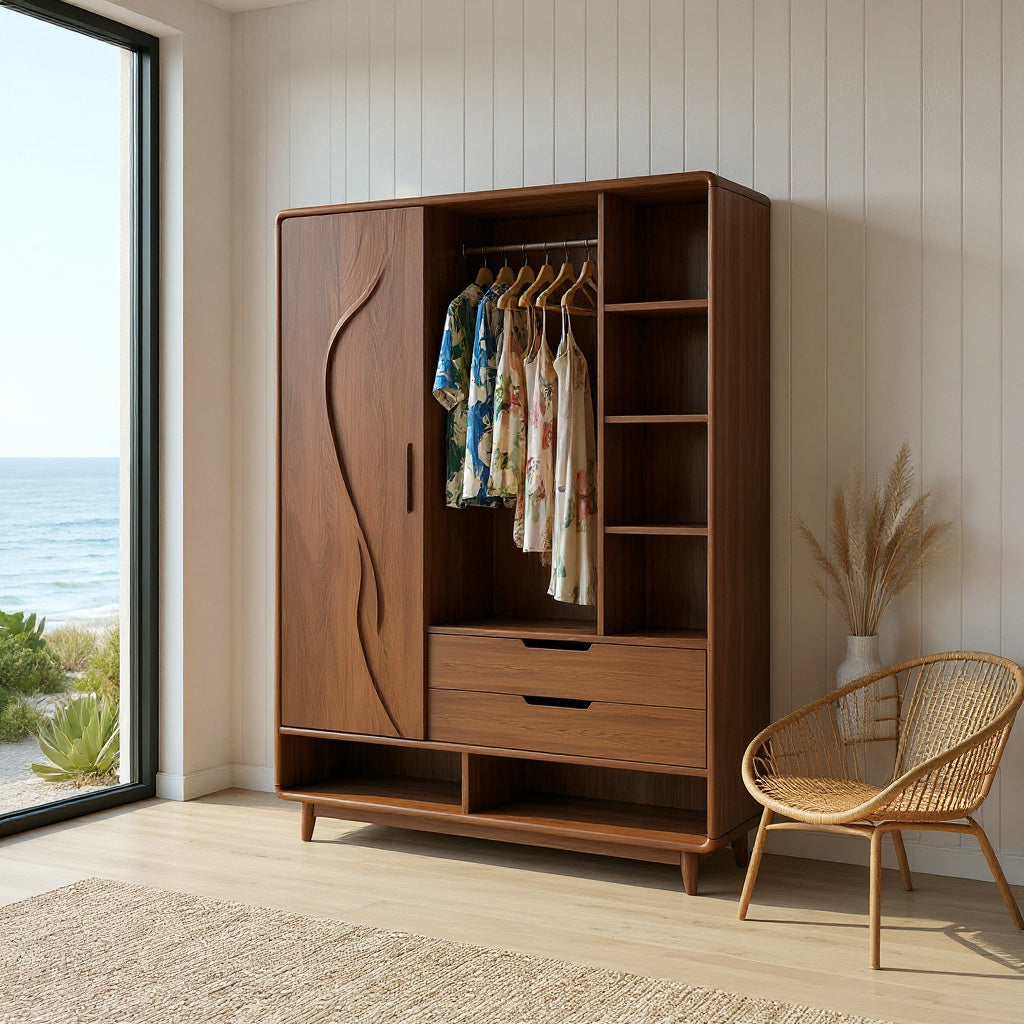Contemporary Sculptural Form Armoire For Luxury Bedroom Interior
