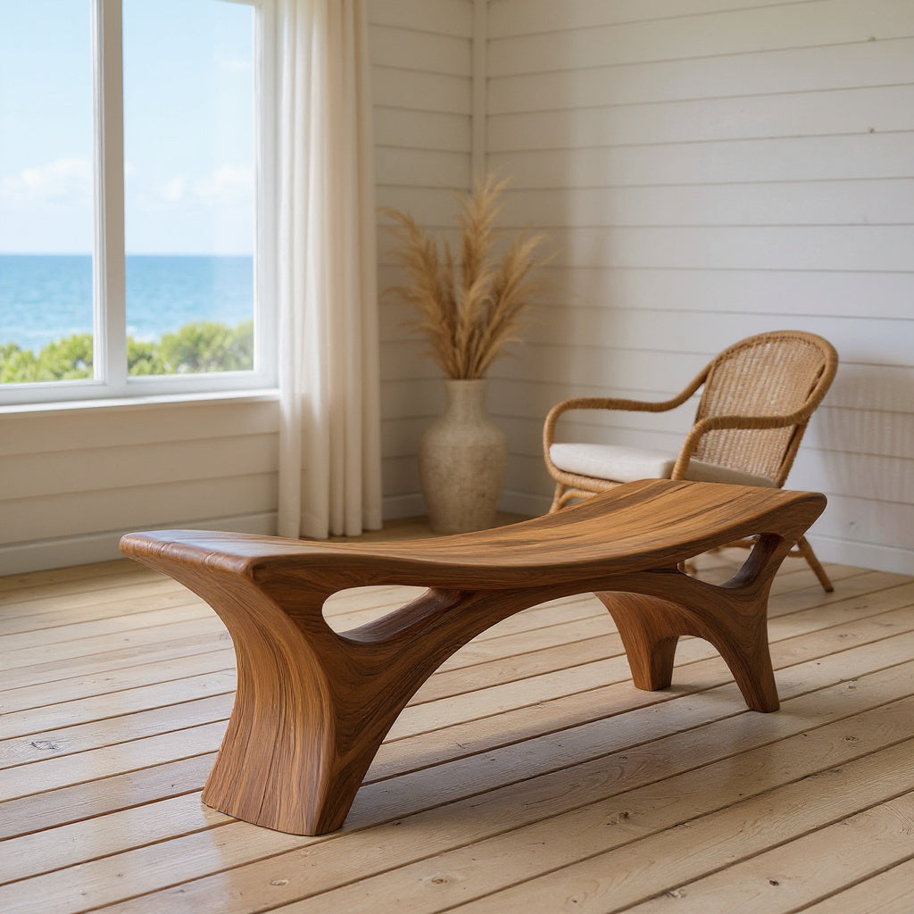 Contemporary Sculptural Outdoor Bench For Garden Or Terrace Lounge
