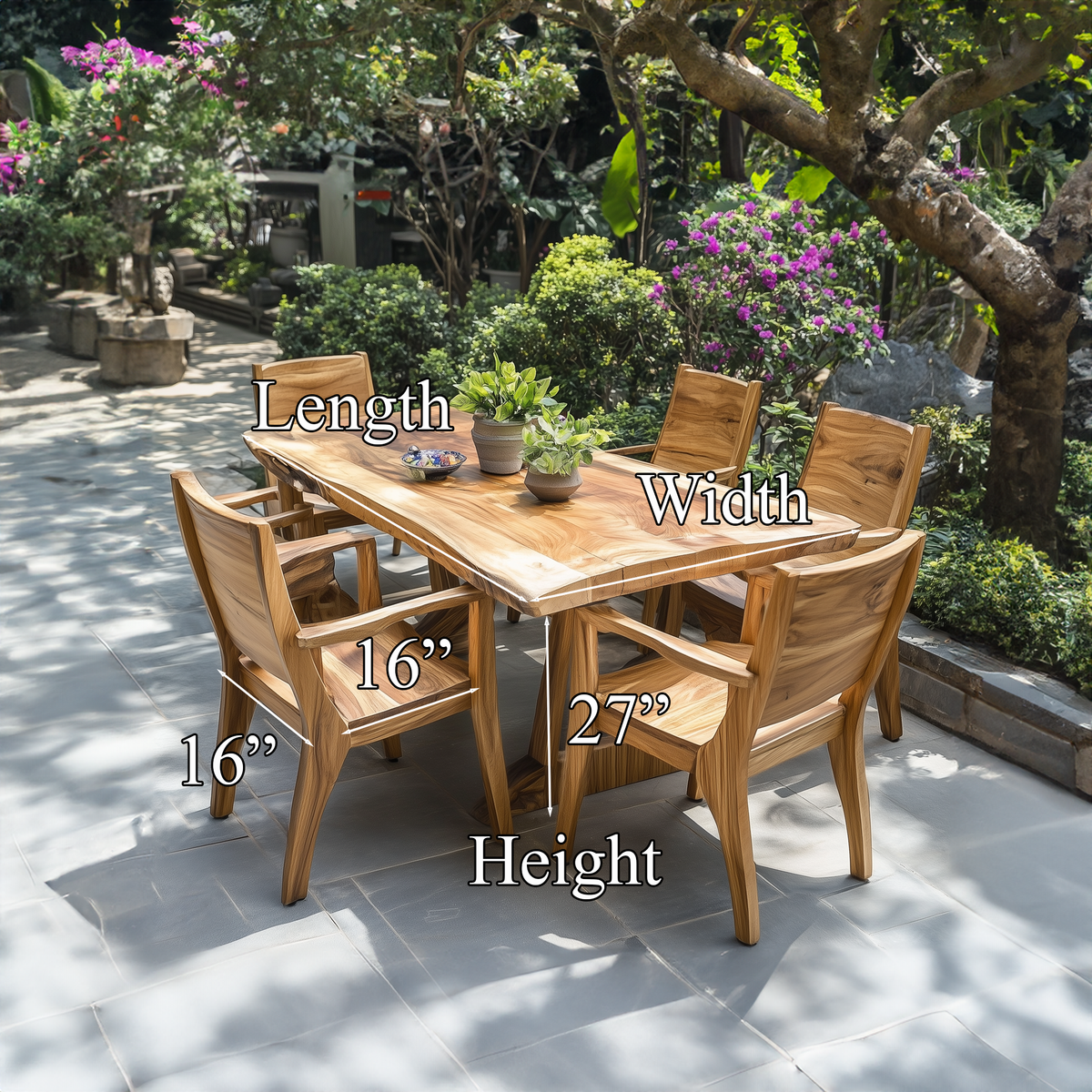 Family Dining Set Garden Dining Table Handcrafted Decor Garden Gift - view 4