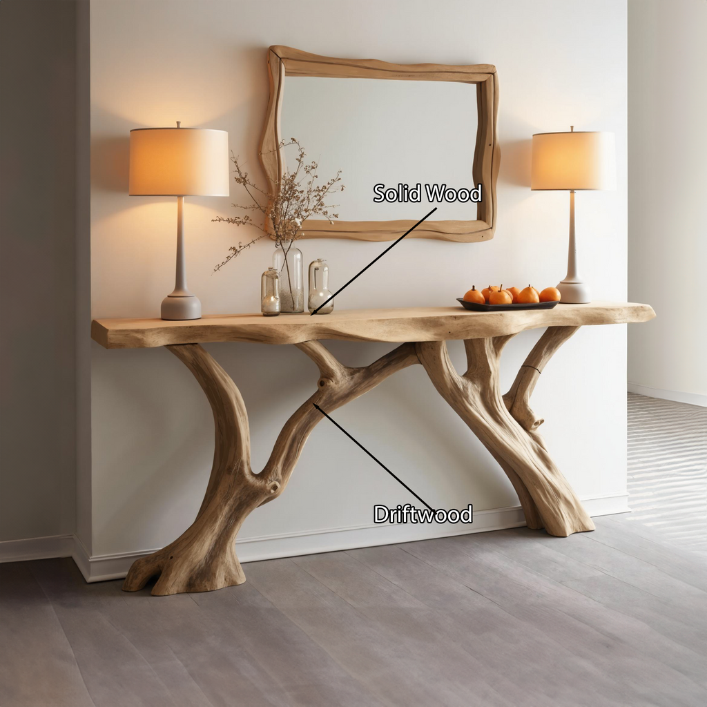 Curved Live Edge Console Table Hallway Table - view 2
