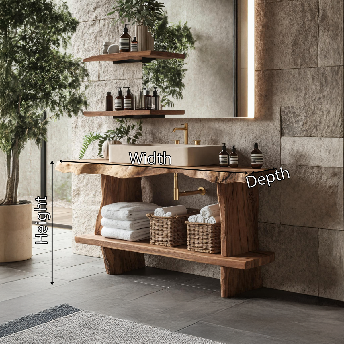 Bathroom Furniture Rustic Vanity With Live Edge Top - view 6