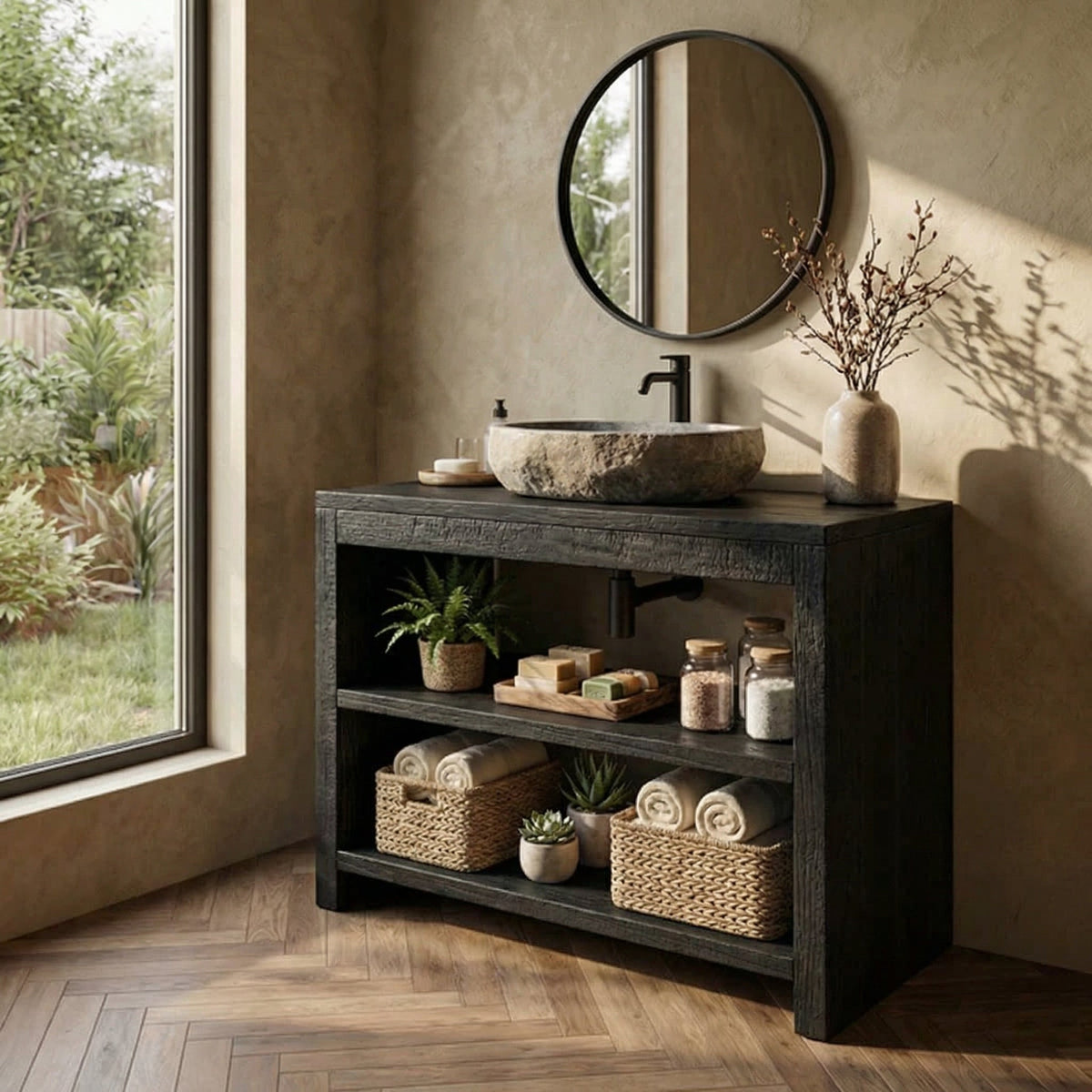 Custom Wood Vanity Bathroom - view 4