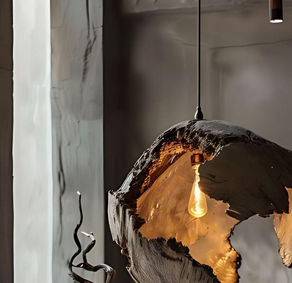 Driftwood Ceiling Light And Reclaimed Wood Hanging Lamp For Living Room And Dining Room - view 2