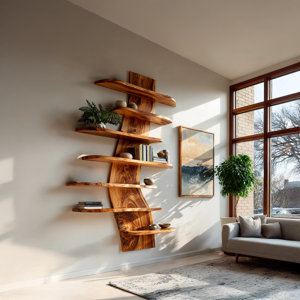 Artistic Wood Wall Bookshelf For Modern Interiors