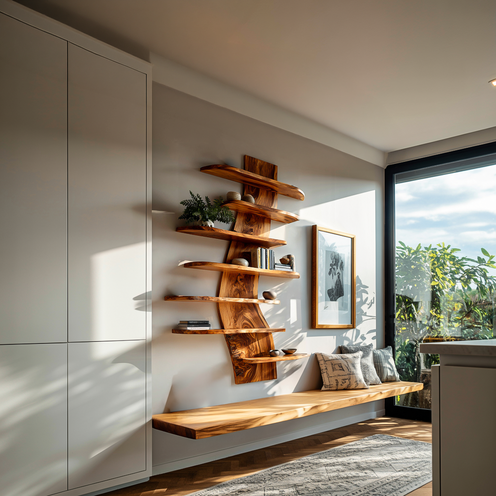Artistic Wood Wall Bookshelf For Modern Interiors