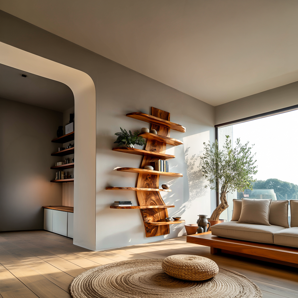 Artistic Wood Wall Bookshelf For Modern Interiors